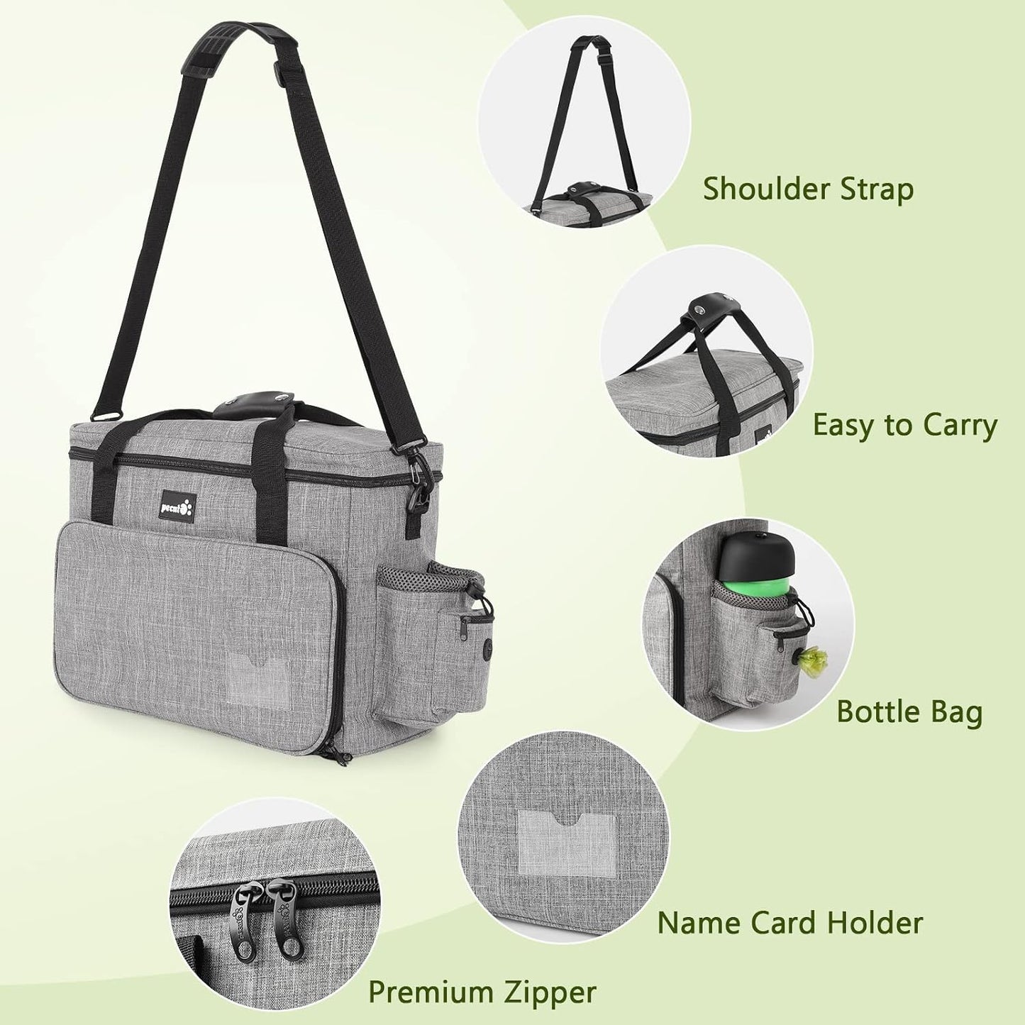 Dog Travel Bag Large, Portable Dog Bag for Travel, Pet Travel Bag with Multi-Function Pockets, Pet Tote Organizer for Outdoor Use Pet Travel Set with 2 Food Bags + 2 Collapsible Bowls