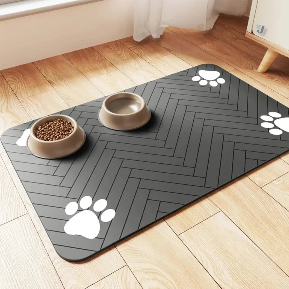 Pet Feeding Placemat for Dogs Cats Absorbent Pets Feeding Mat Waterproof Rubber Backing Quick Dry Pets Food and Water Bowl Pad