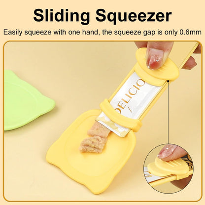 Cat Treat Dispenser Spoon - Feeder Tool for Cat Snacks, 10.43 Inch Soft Silicone Squeezer, Convenient Hanging Hole for Storage