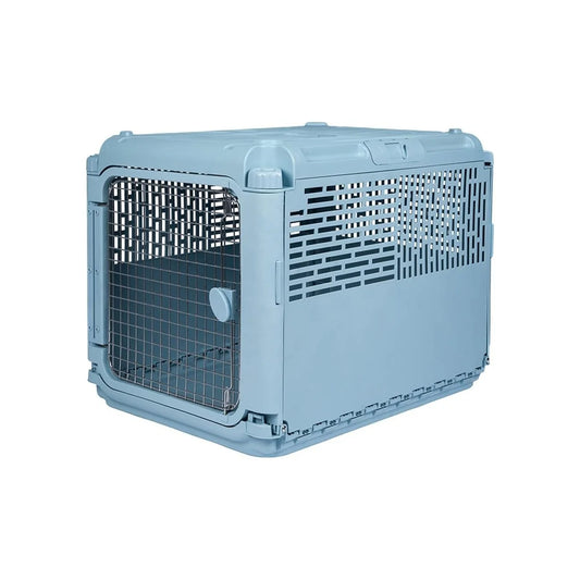 Plastic Kennels Rolling Plastic Wire Door Travel Dog Crate, Collabsible Kennel