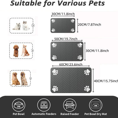 Pet Feeding Placemat for Dogs Cats Absorbent Pets Feeding Mat Waterproof Rubber Backing Quick Dry Pets Food and Water Bowl Pad