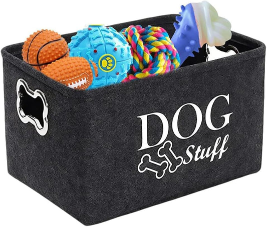 Dog Toy Box, Cute Pet Toy Organiser Bin, Cat Toys Basket Container, Toys Storage Organizer, Dogs Accessories with Handles for a Tidy Living Room