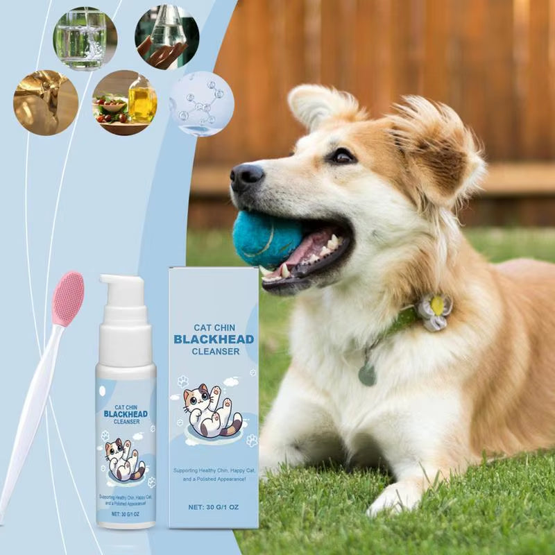 Cat Chin Cleaner 30G Blackhead Cleaning Lotion Pet Chin Acne Care Brush Dog Cat Grooming Supplies Tooth Stain Remover for Pets