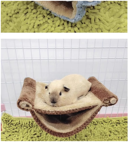 Double-Layered Hamster Hammock - Soft Plush Hanging Bed for Small Pets