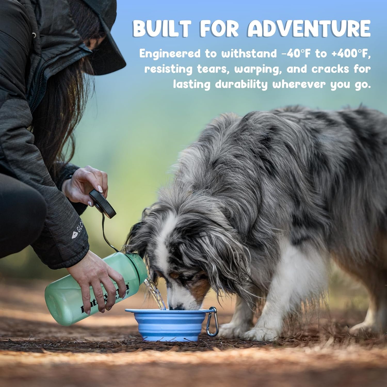 Collapsible Dog Bowl - 800Ml/27 Oz Portable Silicone Travel Water Bowl for Dogs with Carabiner | Foldable, Dishwasher Safe | Hiking, Camping Dog Essentials & Outdoor Pet Feeding - Blue
