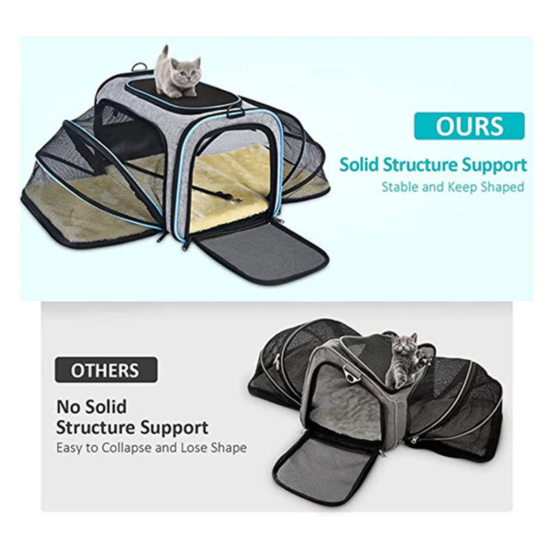 Pet Carrier Bag Foldable Expandable Travel Bag Mesh Breathable Outdoor Portable Pet Bag Suitable for Car Outdoor Travel
