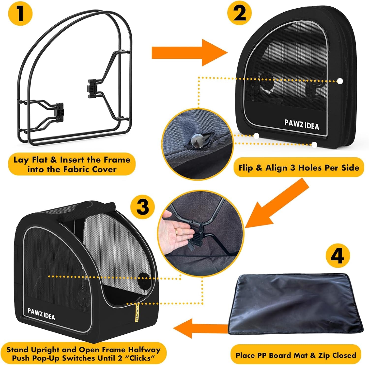 Portable Dog Crate for Car Travel, Collapsible Pet Travel Crates for Medium & Large Dogs, Enclosed Soft-Sided Car Kennel Carrier for Backseat, Secures W/Seatbelt & Headrest Strap, Chew-Proof