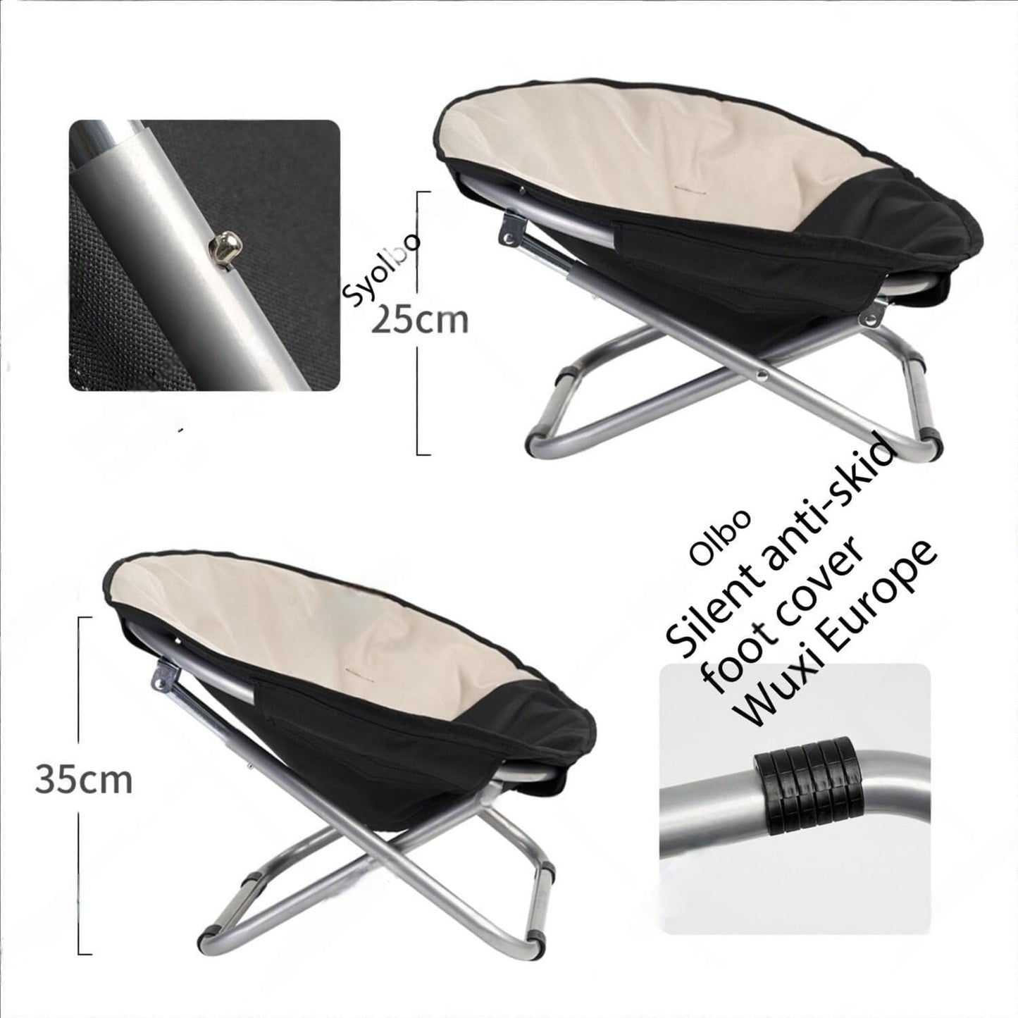 Portable Folding round Pet Bed Chair, Elevated Adjustable Height Waterproof Cat Bed Small Dog Bed (Grey)