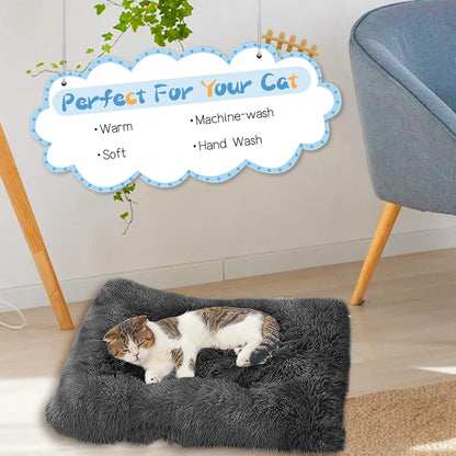 Cat Bed 2 in 1 Plush Soft round Sleeping Cat Sofa Fluffy Cat Bed Small Dog Bed Cat Blanket Pet Bed Cat Bed Pet Bed for Cats and Small Dogs (Dark Grey)