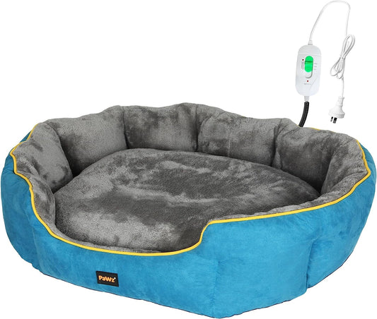 Electric Heated Dog Bed,Heating Mat for Dog & Cat,Pet Supplies Washable with Removable Cover,70×60×18Cm,Blue
