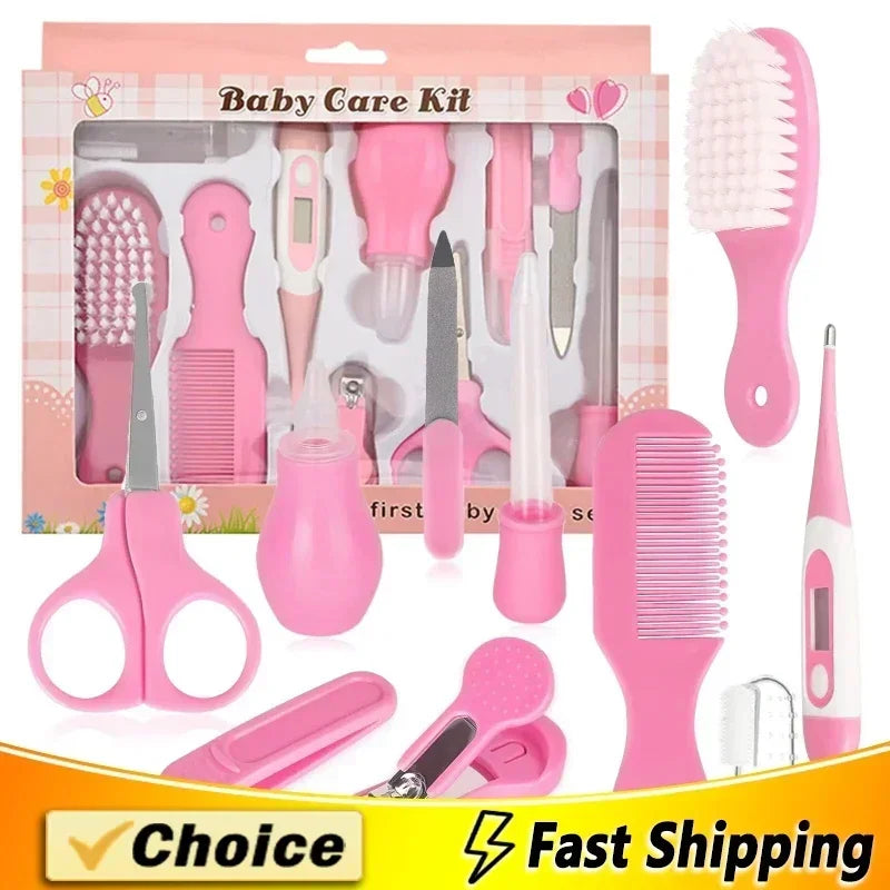 10Pcs/Set Baby Health Care Kit Kids Nail Hair Health Care Thermometer Grooming Brush Clipper Teether Toothbrush Baby Essentials