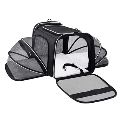 Pet Carrier Bag Foldable Expandable Travel Bag Mesh Breathable Outdoor Portable Pet Bag Suitable for Car Outdoor Travel