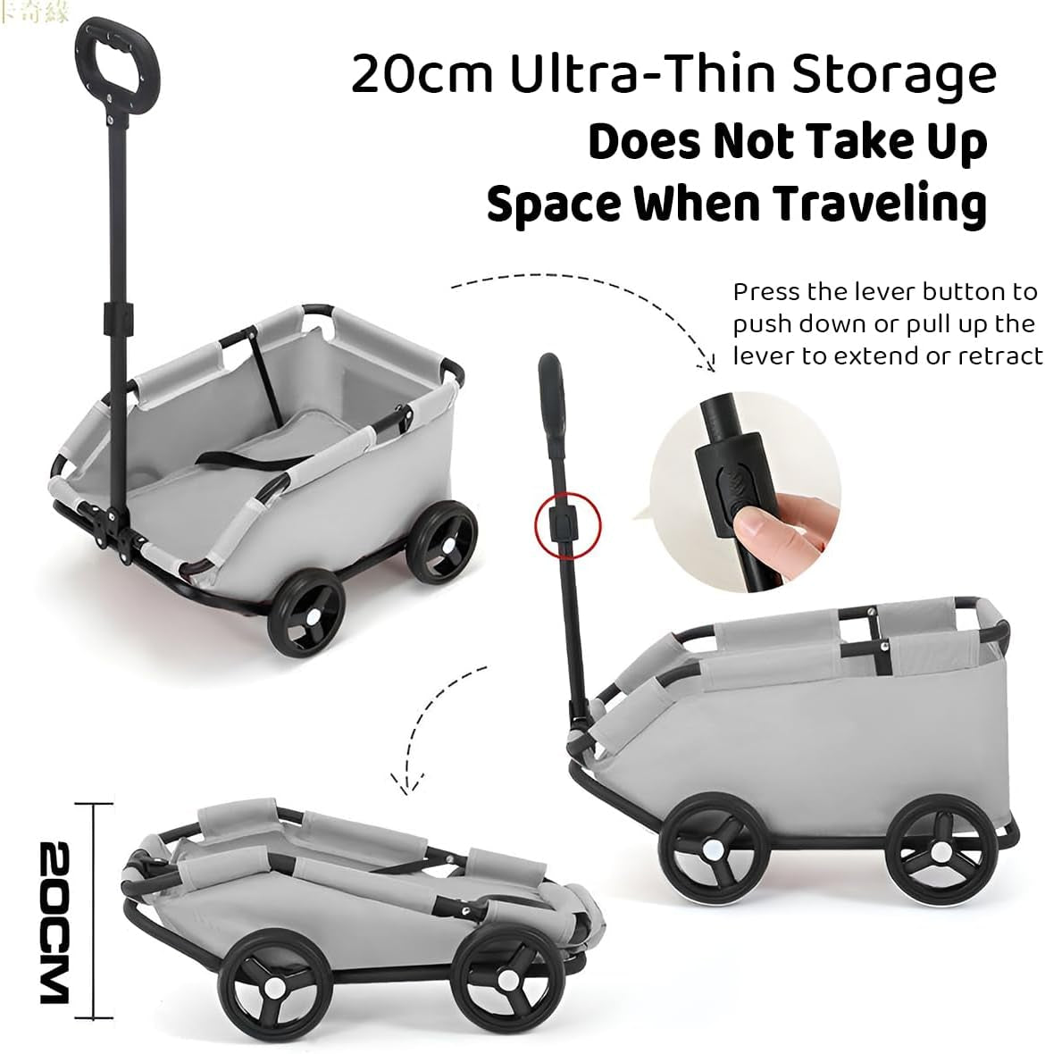 Lightweight Folding Pet Stroller, 20Cm Thin Foldable Travel Dog Cart for Small Pets, 360° Rotating Handle, Sturdy PVC Base with Safety Buckle, Ideal for Cats, Dogs, and More