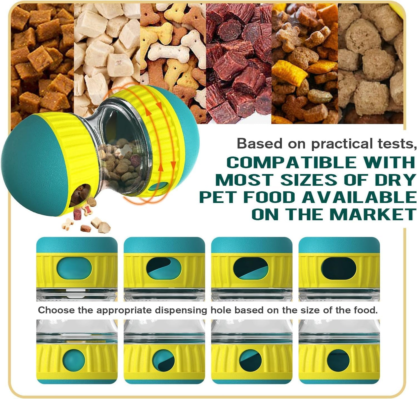 Interactive Dog Puzzle Toy - Adjustable Food Dispensing Ball & Slow Feeder Enrichment Training Toy for Small, Medium, Large Dogs - Fun Interactive Dog Toys