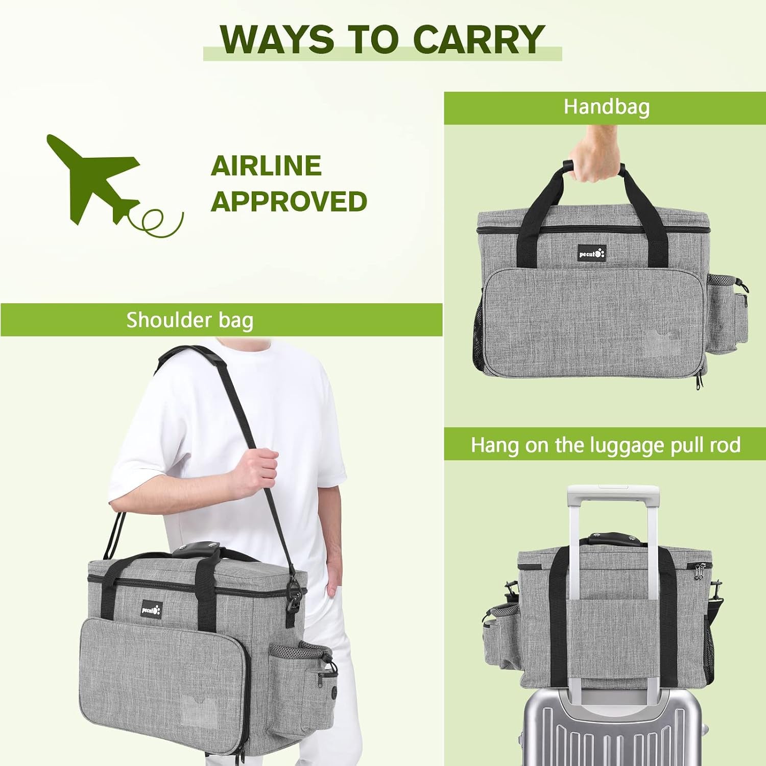Dog Travel Bag Large, Portable Dog Bag for Travel, Pet Travel Bag with Multi-Function Pockets, Pet Tote Organizer for Outdoor Use Pet Travel Set with 2 Food Bags + 2 Collapsible Bowls
