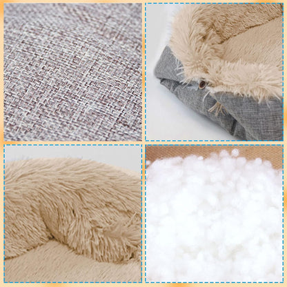 Cat Bed 2 in 1 Plush Soft round Sleeping Cat Sofa Fluffy Cat Bed Small Dog Bed Cat Blanket Pet Bed Cat Bed Pet Bed for Cats and Small Dogs (Brown)