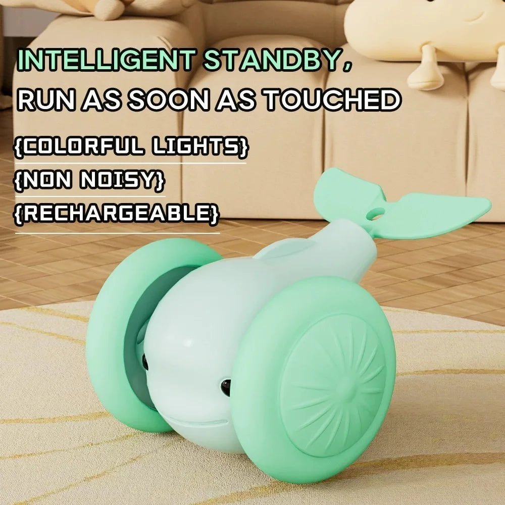 New Interactive Cat Toy Electric Whale Car Automatic Teaser Pet Toys with Intelligent Obstacle Avoidance Pet Toys for Kittens