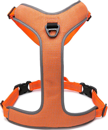 TLH6071 Dog Harness Adjustable Reflective No Pull Durable Vest for Pets Car Travel Outdoor (Orange,M)