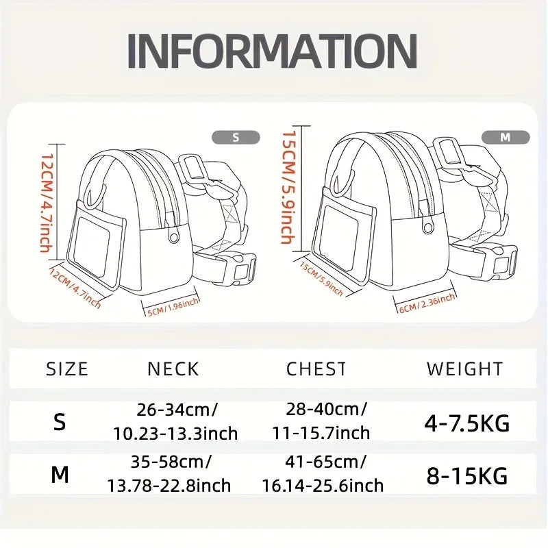 Cartoon Pet Backpack Leash Set - Detachable Dog Leash & Cat Carrier, Polyester Outdoor Travel Accessories for Small Pets