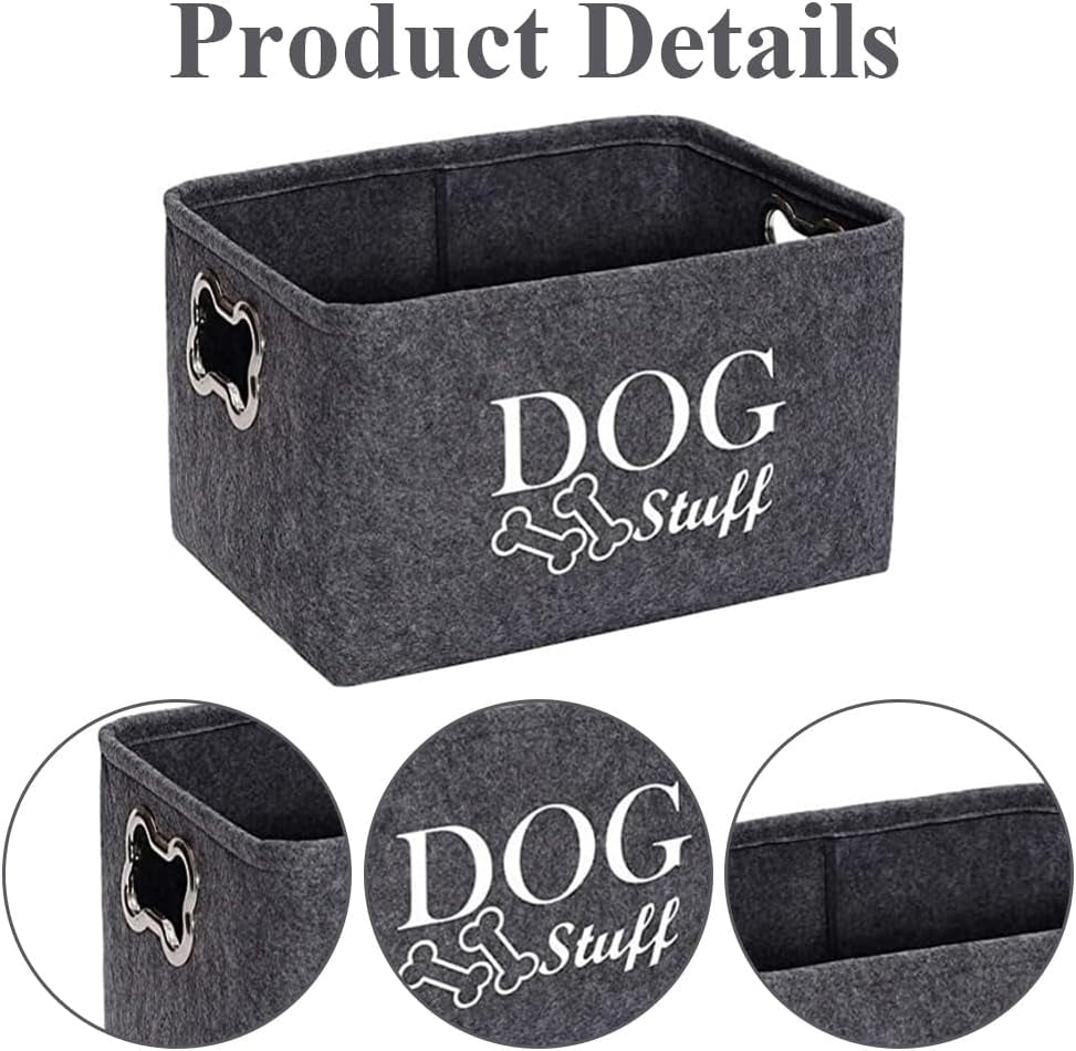 Dog Toy Box, Cute Pet Toy Organiser Bin, Cat Toys Basket Container, Toys Storage Organizer, Dogs Accessories with Handles for a Tidy Living Room