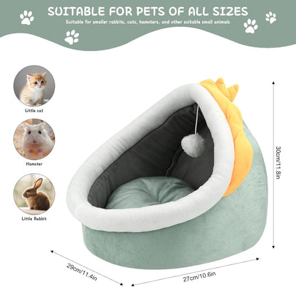 Cat Beds for Indoor, Small Dog Cave Bed with Anti-Slip Bottom, Super Soft Calming Pet Sofa Mat with Removable Cushioned Pillow for Cats, Puppies & Rabbits