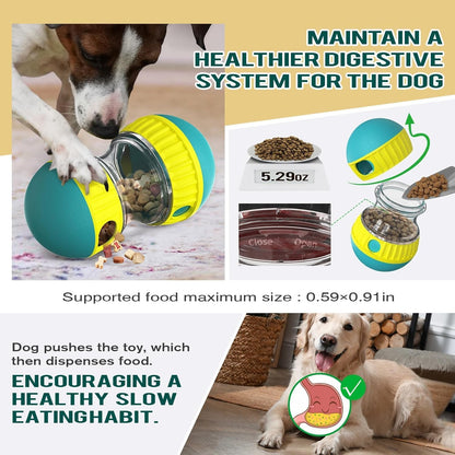Interactive Dog Puzzle Toy - Adjustable Food Dispensing Ball & Slow Feeder Enrichment Training Toy for Small, Medium, Large Dogs - Fun Interactive Dog Toys