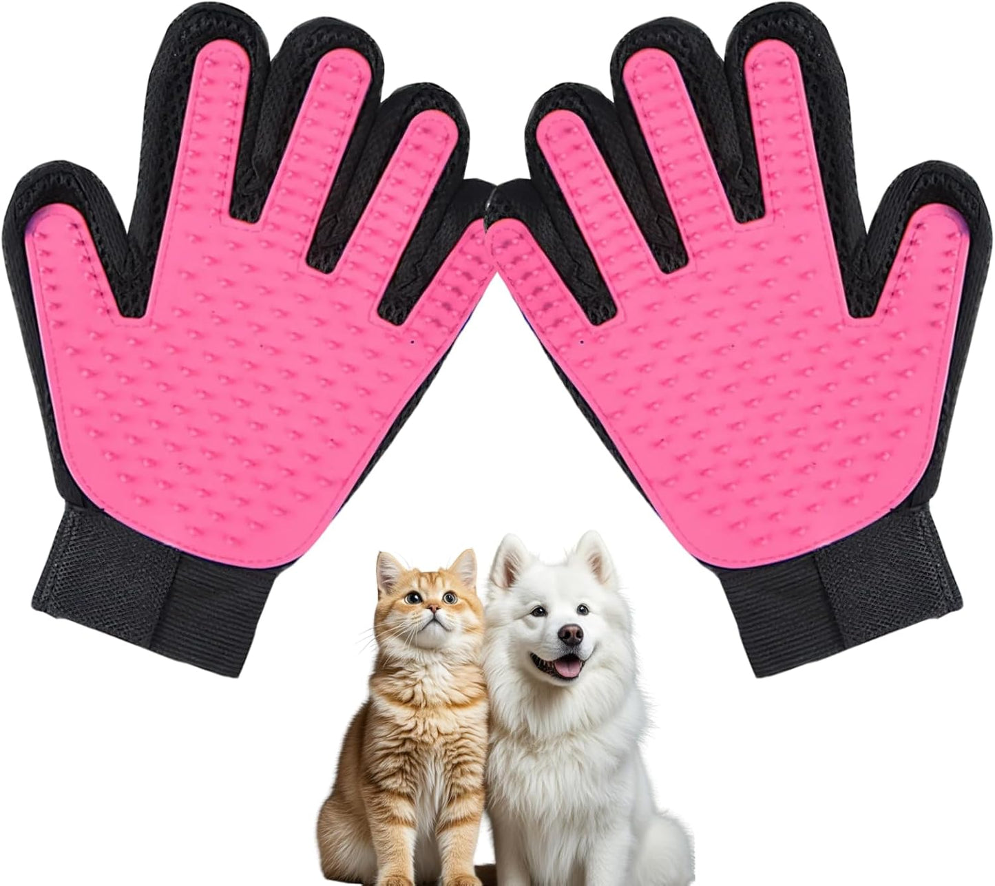 Pet Grooming Glove for Dogs, Cats, and Other Pets, Gentle Deshedding Brush Mitt with Enhanced Five Finger Design, Effective Hair Remover and Massage Tool for Long and Short Fur