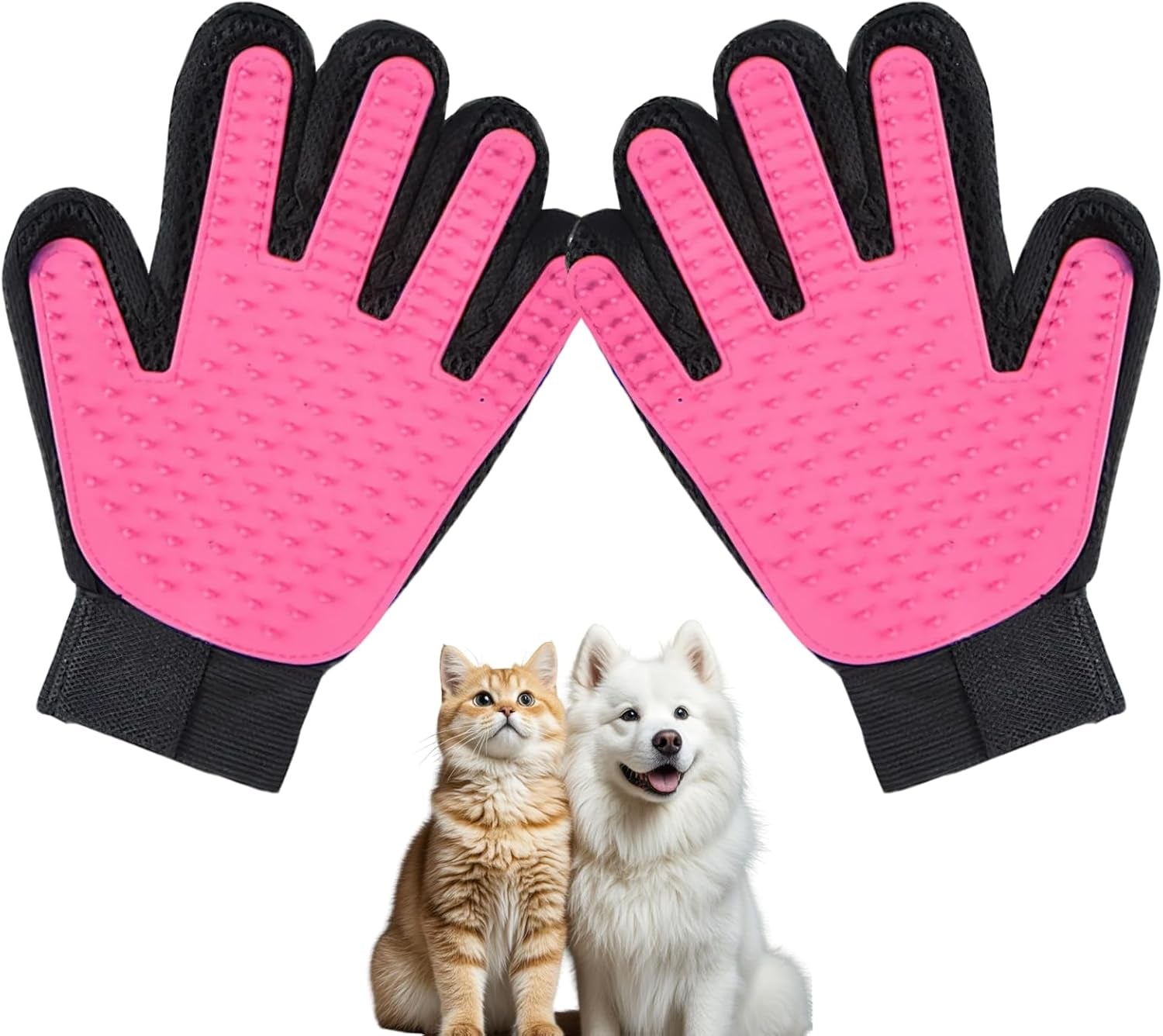 Pet Grooming Glove for Dogs, Cats, and Other Pets, Gentle Deshedding Brush Mitt with Enhanced Five Finger Design, Effective Hair Remover and Massage Tool for Long and Short Fur