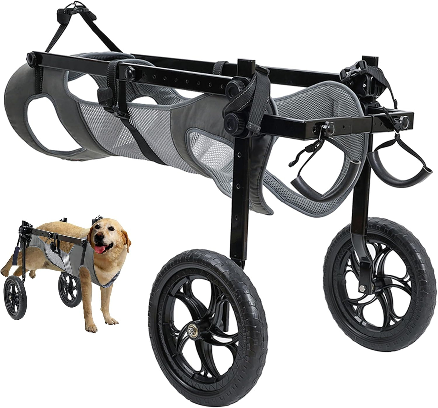 Foldable and Adjustable Two-Wheeled Wheelchair for Pets,Dog Wheelchair for Large and Medium Dogs,Rehabilitation of the Hind Limbs of Pets,Grey,Xl | Rehabilitation of the Hind Limbs of Pets, Stroller for Pets, Support Hind Legs