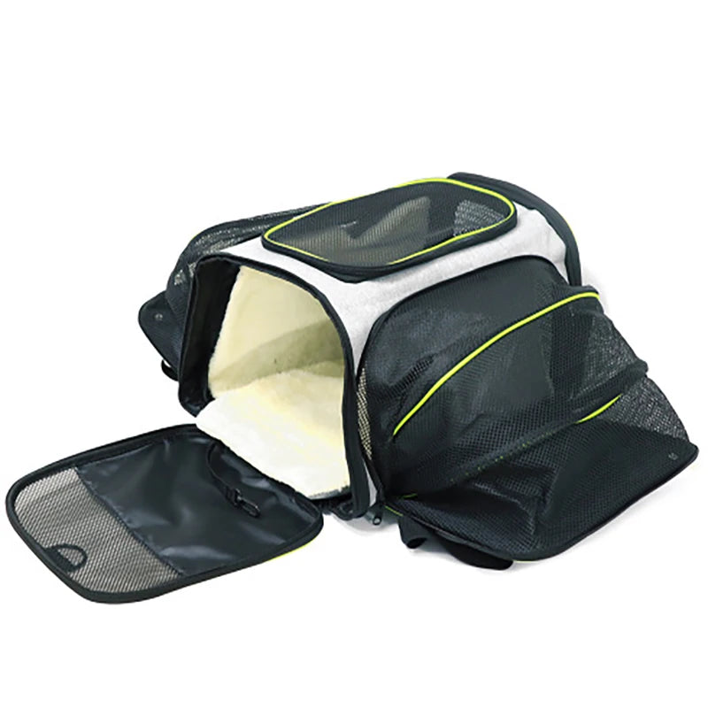 Pet Carrier Bag Foldable Expandable Travel Bag Mesh Breathable Outdoor Portable Pet Bag Suitable for Car Outdoor Travel