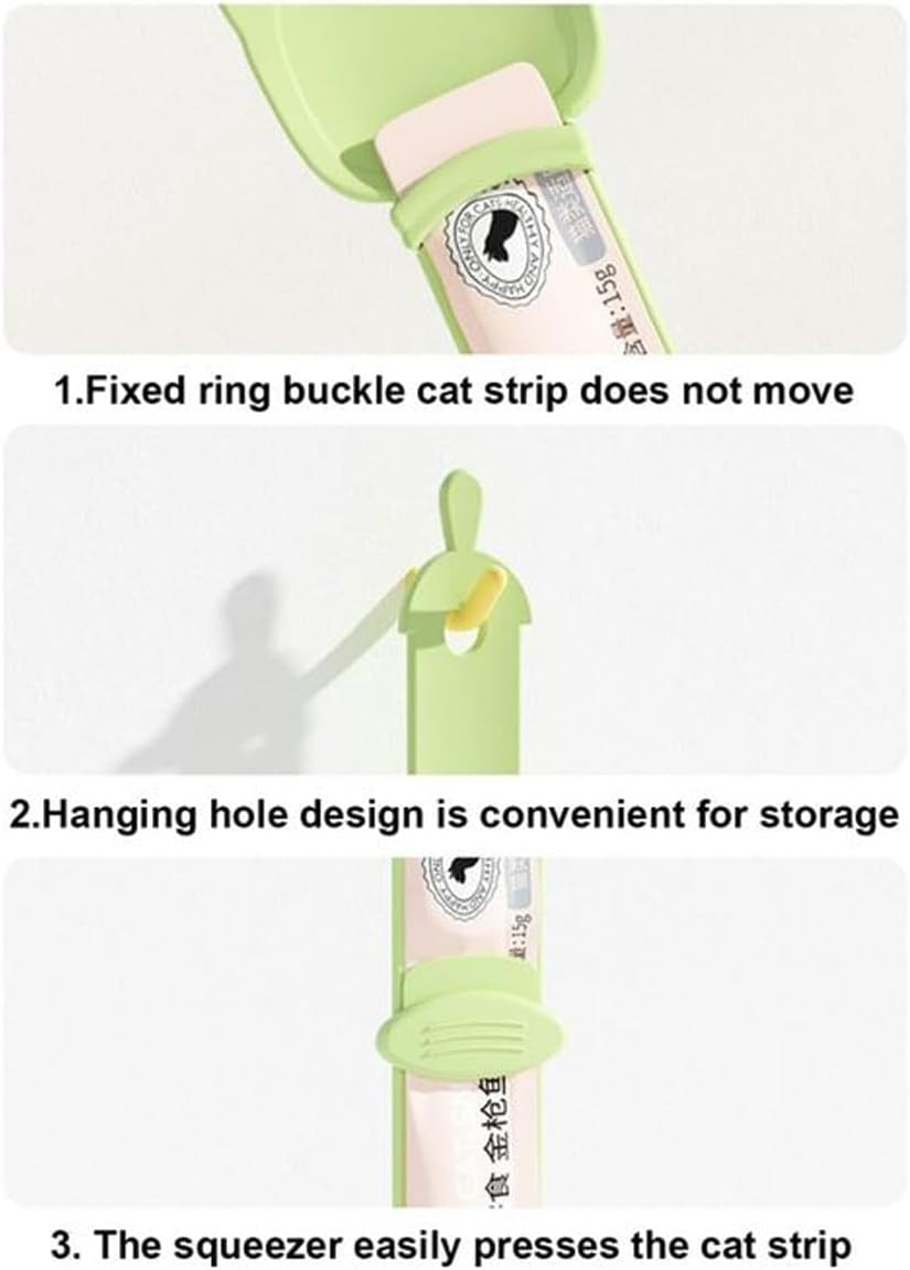 Cat Treat Dispenser Spoon - Feeder Tool for Cat Snacks, 10.43 Inch Soft Silicone Squeezer, Convenient Hanging Hole for Storage