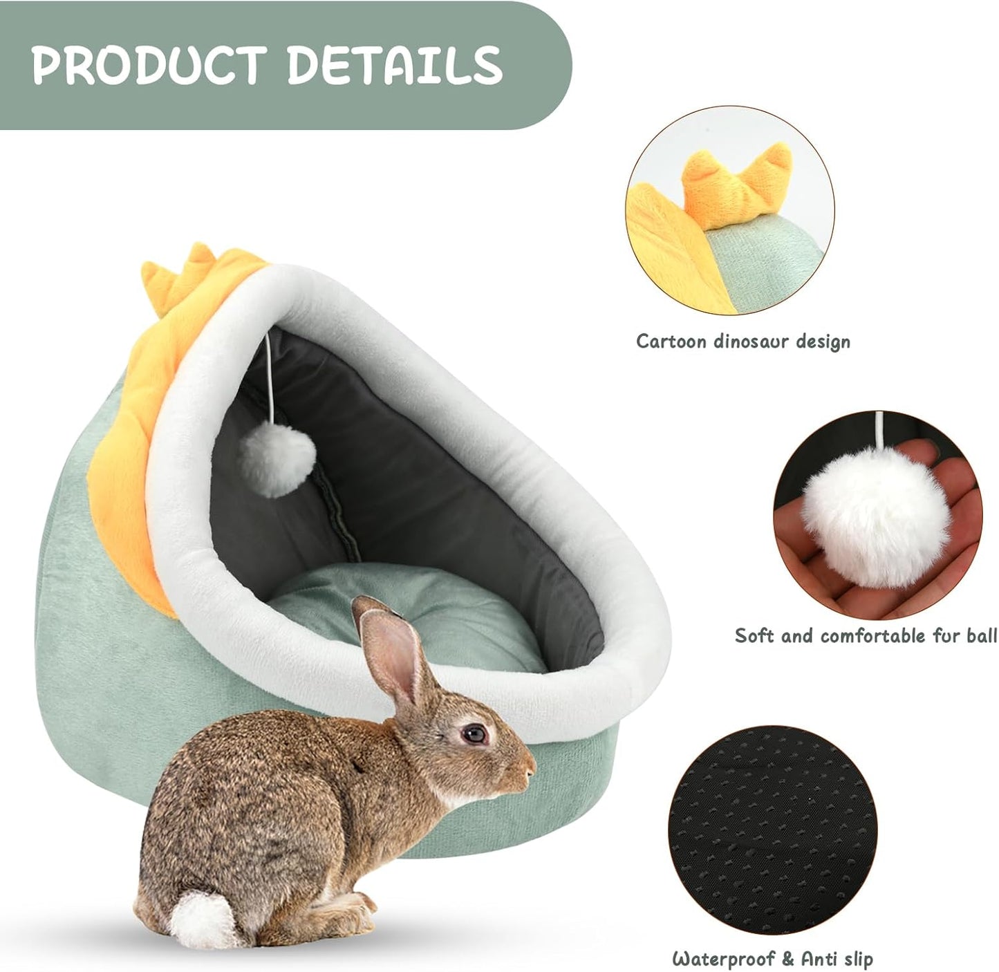 Cat Beds for Indoor, Small Dog Cave Bed with Anti-Slip Bottom, Super Soft Calming Pet Sofa Mat with Removable Cushioned Pillow for Cats, Puppies & Rabbits