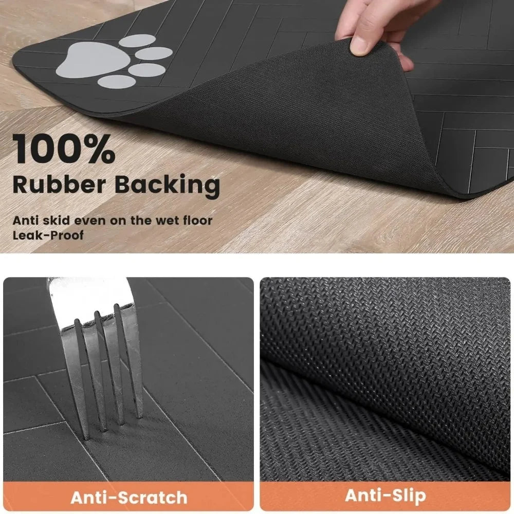 Pet Feeding Placemat for Dogs Cats Absorbent Pets Feeding Mat Waterproof Rubber Backing Quick Dry Pets Food and Water Bowl Pad