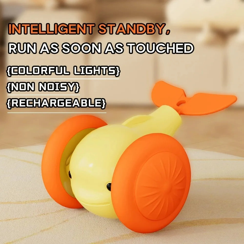 New Interactive Cat Toy Electric Whale Car Automatic Teaser Pet Toys with Intelligent Obstacle Avoidance Pet Toys for Kittens
