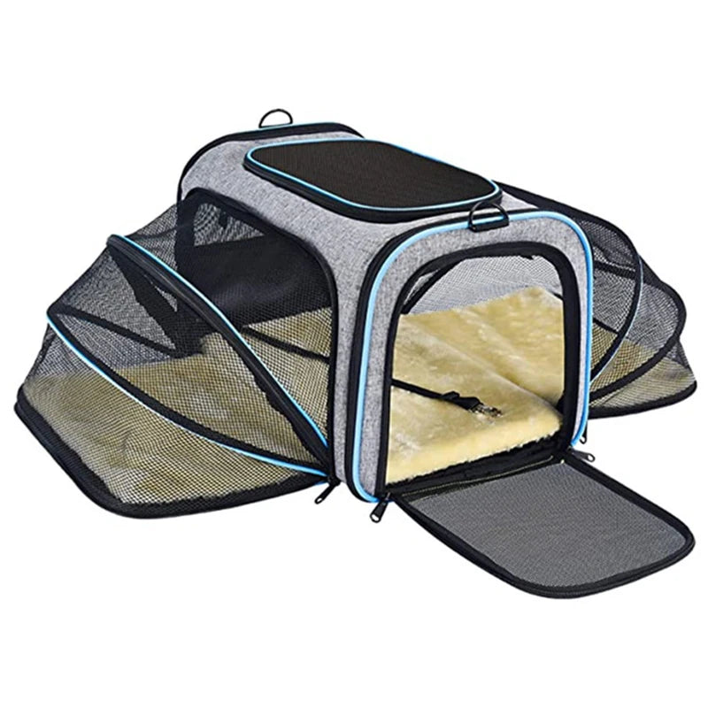 Pet Carrier Bag Foldable Expandable Travel Bag Mesh Breathable Outdoor Portable Pet Bag Suitable for Car Outdoor Travel