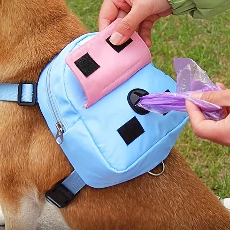 Cartoon Pet Backpack Leash Set - Detachable Dog Leash & Cat Carrier, Polyester Outdoor Travel Accessories for Small Pets