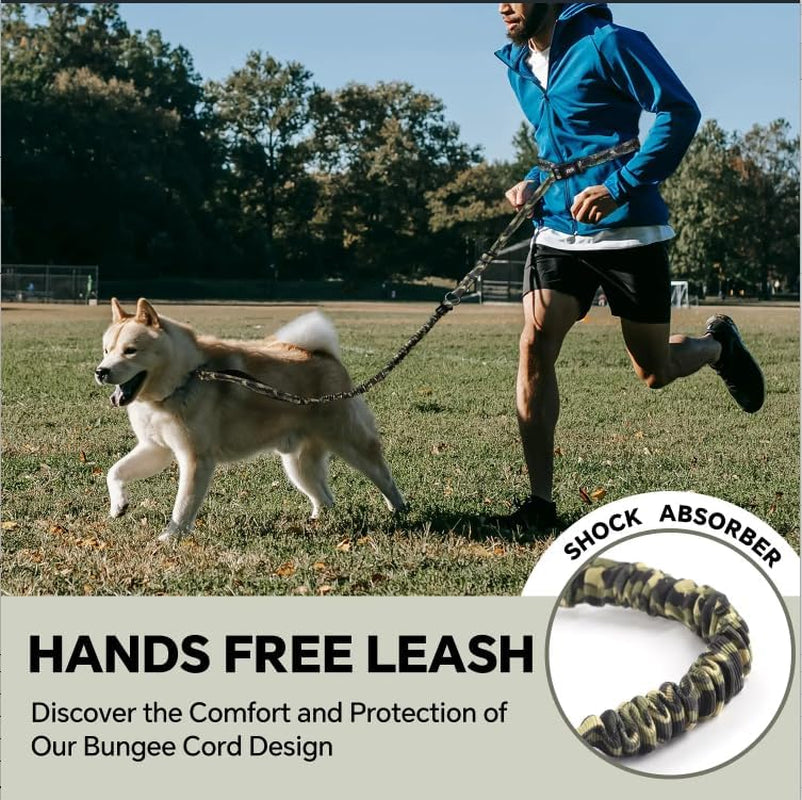 Hands-Free Reflective Dog Leash with Bungee, Seatbelt Clip & Smart ID Tag (QR + NFC) – Durable Multifunction Pet Leash for Walking, Running, Travel & Outdoor Use – Blue Pink Gradient