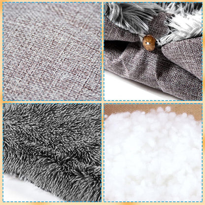 Cat Bed 2 in 1 Plush Soft round Sleeping Cat Sofa Fluffy Cat Bed Small Dog Bed Cat Blanket Pet Bed Cat Bed Pet Bed for Cats and Small Dogs (Dark Grey)