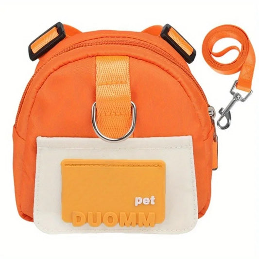 Cartoon Pet Backpack Leash Set - Detachable Dog Leash & Cat Carrier, Polyester Outdoor Travel Accessories for Small Pets