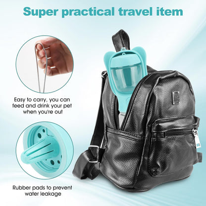 Portable Dogs Water Bottle with Food Storage Container, Leakproof Travel Pets Drinking Water Dispenser Feeder for Outdoor Dog Stuff Accessories Items for Cats, Puppy,For Walking, Hiking (Blue, 350Ml)