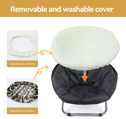 Portable Folding round Pet Bed Chair, Elevated Adjustable Height Waterproof Cat Bed Small Dog Bed (Grey)