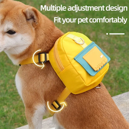Cartoon Pet Backpack Leash Set - Detachable Dog Leash & Cat Carrier, Polyester Outdoor Travel Accessories for Small Pets