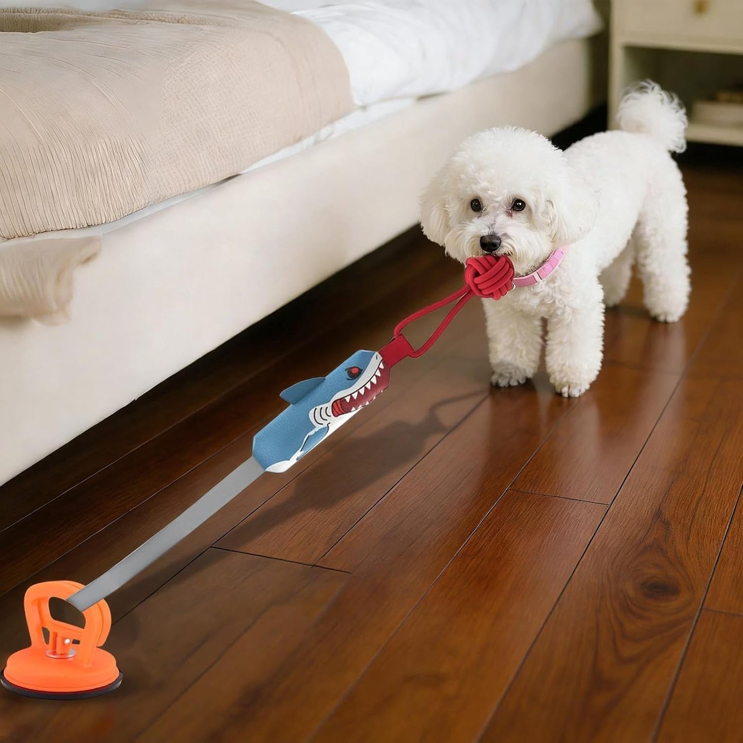 Suction Cup Tug of War Dog Toy, Interactive Dog Tug Toy, Suction Cup Squeaky Teething Pet Chewers, Dog Toys to Keep Them Busy - for Teeth Cleaning Boredom Relief Indoor Outdoor Play (Blue)