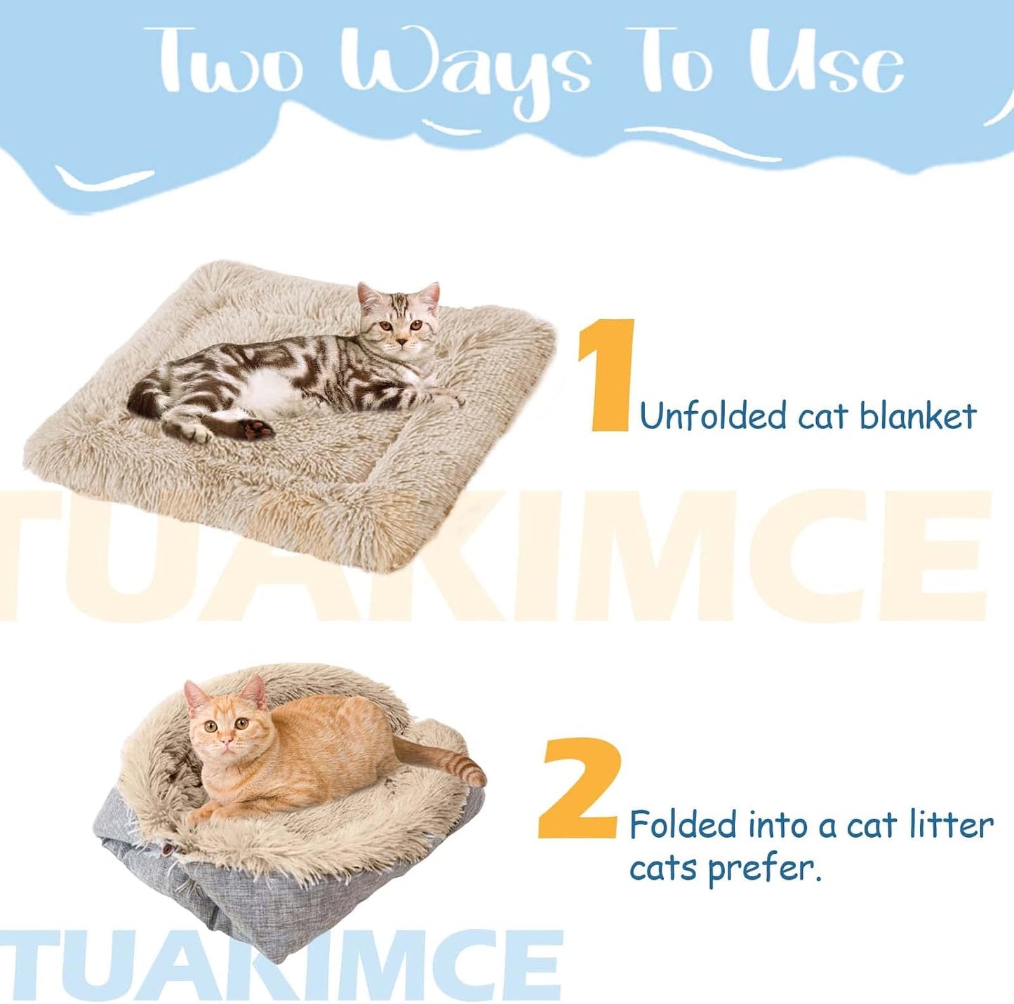 Cat Bed 2 in 1 Plush Soft round Sleeping Cat Sofa Fluffy Cat Bed Small Dog Bed Cat Blanket Pet Bed Cat Bed Pet Bed for Cats and Small Dogs (Brown)