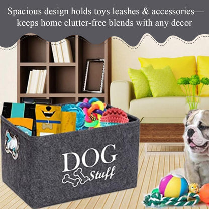 Dog Toy Box, Cute Pet Toy Organiser Bin, Cat Toys Basket Container, Toys Storage Organizer, Dogs Accessories with Handles for a Tidy Living Room