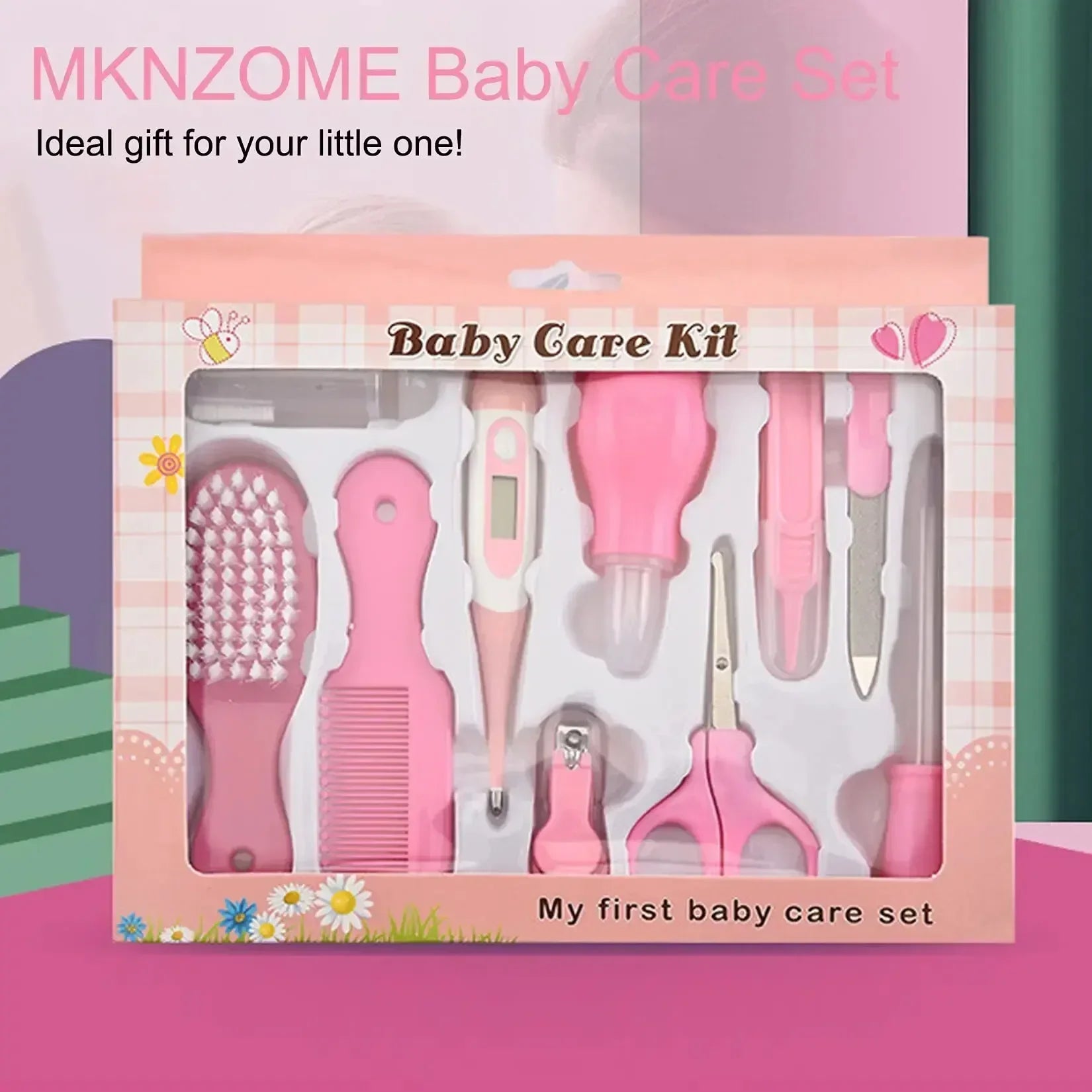10Pcs/Set Baby Health Care Kit Kids Nail Hair Health Care Thermometer Grooming Brush Clipper Teether Toothbrush Baby Essentials