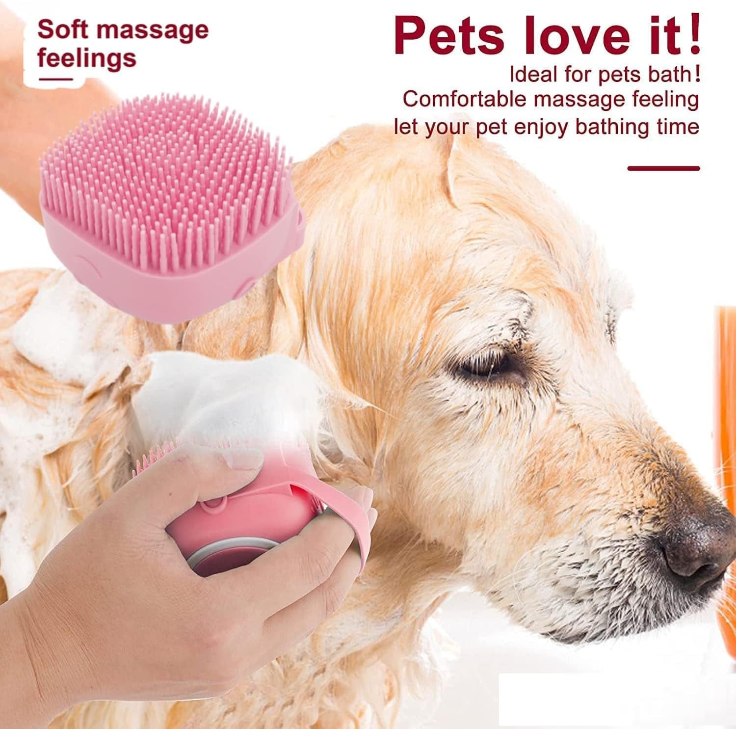 7 Pcs Cat Dog Brush Grooming Kits, Self-Cleaning Slicker Brush, Pet Nail Clipper and File, Flea Comb, Pet Shampoo Bath Brush, Pet Finger Toothbrush, Storage Bag