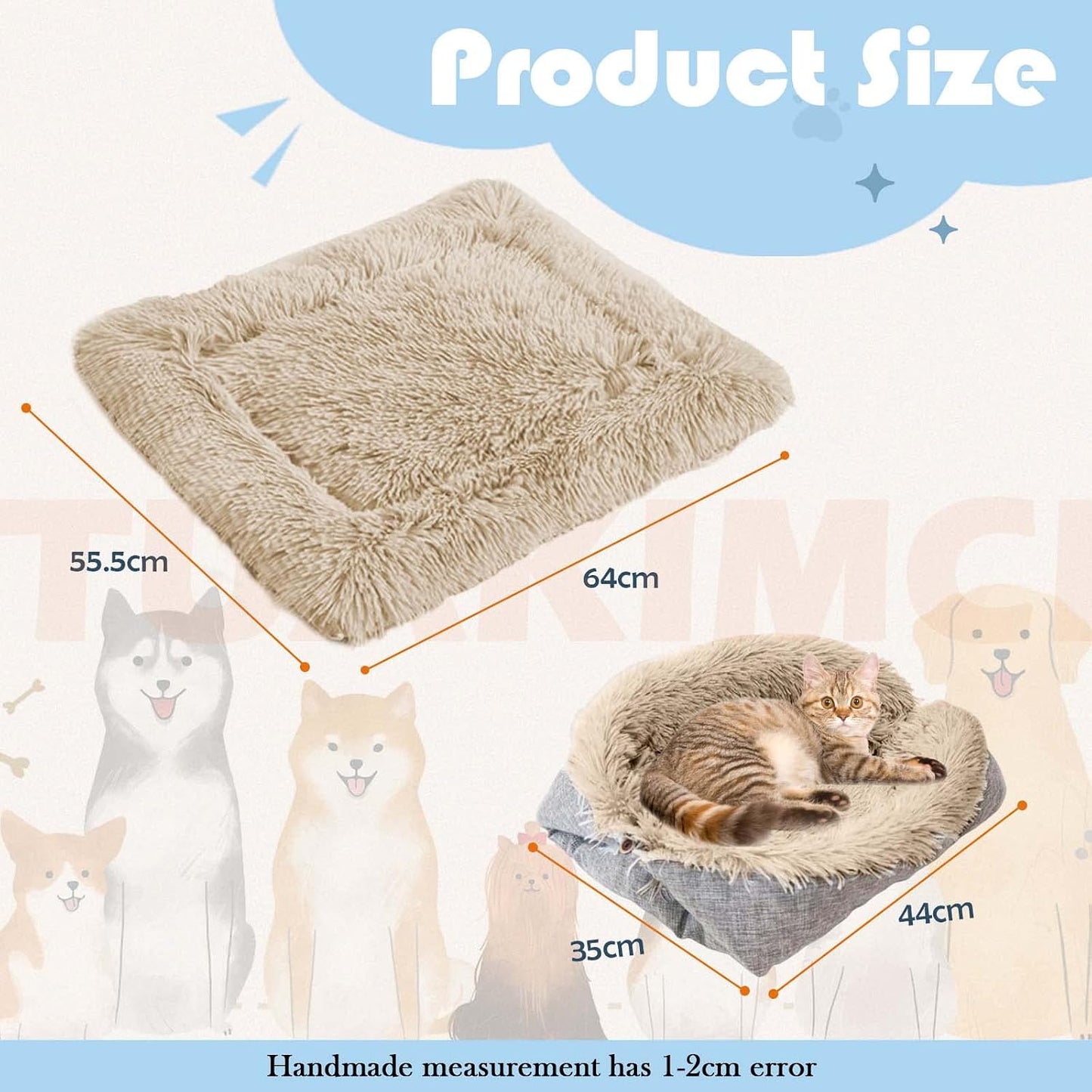 Cat Bed 2 in 1 Plush Soft round Sleeping Cat Sofa Fluffy Cat Bed Small Dog Bed Cat Blanket Pet Bed Cat Bed Pet Bed for Cats and Small Dogs (Brown)