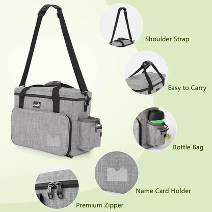 Dog Travel Bag Large, Portable Dog Bag for Travel, Pet Travel Bag with Multi-Function Pockets, Pet Tote Organizer for Outdoor Use Pet Travel Set with 2 Food Bags + 2 Collapsible Bowls