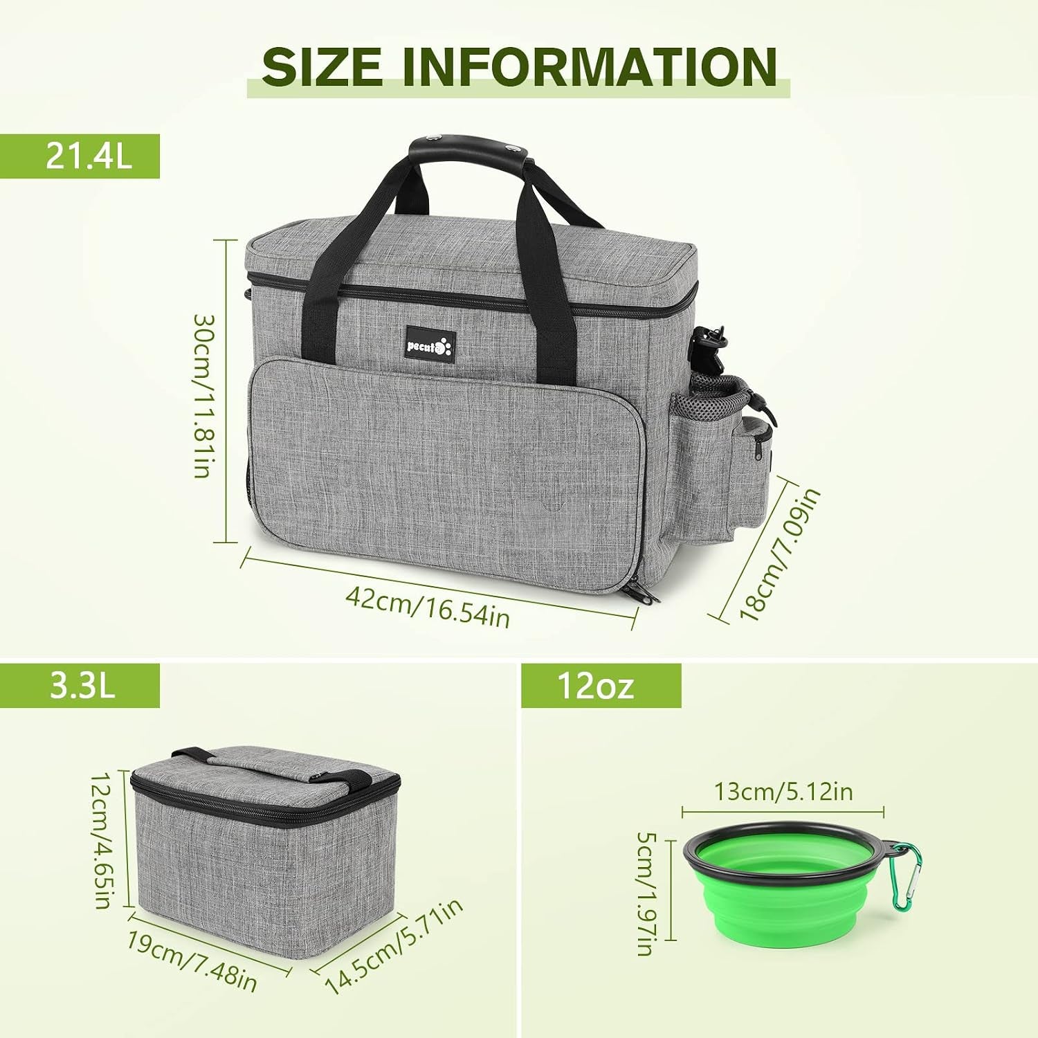 Dog Travel Bag Large, Portable Dog Bag for Travel, Pet Travel Bag with Multi-Function Pockets, Pet Tote Organizer for Outdoor Use Pet Travel Set with 2 Food Bags + 2 Collapsible Bowls